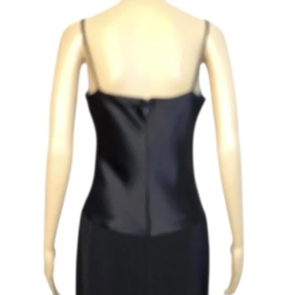 Tahari Dress Evening Drop Waist Cowl Neck Spagetti Strap Black Women Size 8 - Picture 8 of 16
